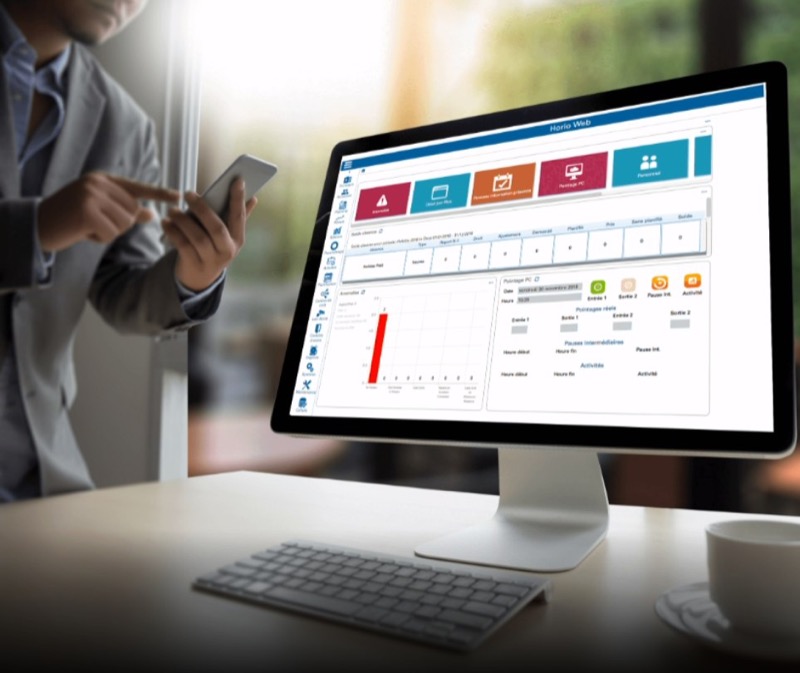 Interface du logiciel RH de gestion et suivi du temps de travail